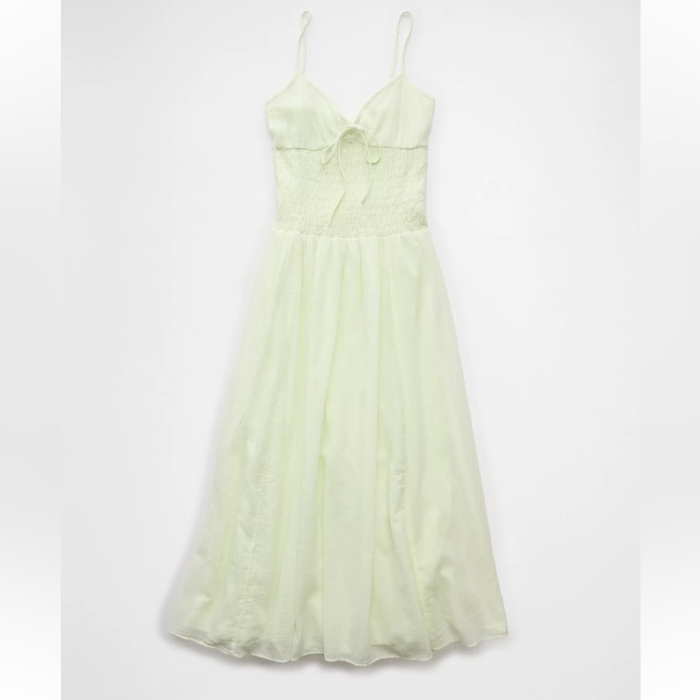 AE V-Neck Smocked Bodice Midi Dress